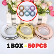 [50 PCS/Box] Fabric Textured Eyelet Curtain Ring FREE Rotatable Nano Silencer NO LOGO Ring Grommet L