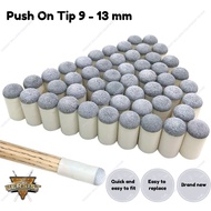 Push On Tip For Pool & Snooker Cue 9mm, 10mm, 11mm, 12mm & 13mm - 1 Piece Pool Cue Snooker Cue