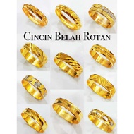 Merdeka 916 Gold Belah Rotan Simple Rings / Cincin Belah Rotan Bajet Emas 916 (S10.5 - S22)