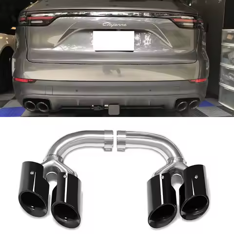 Quad Exhaust Tip For Porsche Cayenne 9Y0 SUV 3.0 (2018-up) Upgrade to Cayenne GTS Black Muffler Tip
