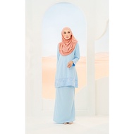 Baju Kurung Baby Blue Lace Ironless Saiz S - 5XL Plain Loose ( Plus Size ) Raya ( baju raya 2022 )