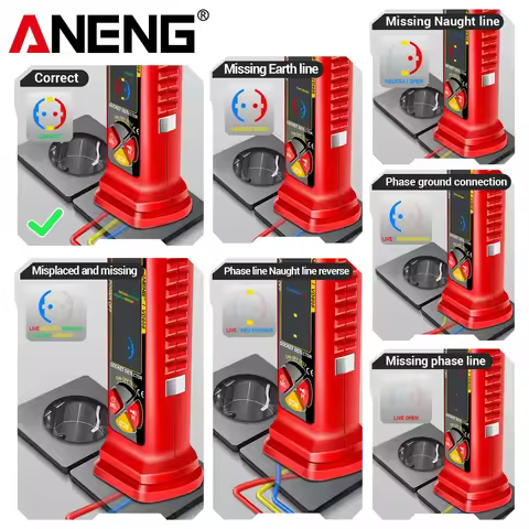 Socket Circuit Analyzer ANENG VD808 Socket Tester Digital Circuit Breaker Finder AC Voltage Polarity