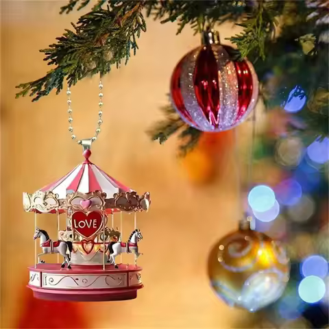 Christmas Gift Box Music Box Ornaments Aesthetic 2D Flat Acrylic Hanging Ornaments Home Decoration 2