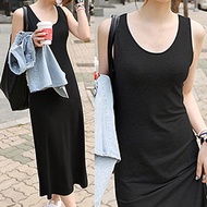 AHBVV Plus Size Dress For Women Formal Wedding Dress For Ninang Sale Women Fashion Summer Maxi Dress Lady Casual Sleeveless Pure Color Vest Dress Black