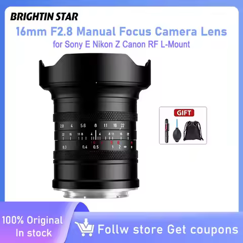 Brightin Star 16mm F2.8 Lens Full Frame Ultral Wide Angle Manual Focus Mirrorless Camera Len for Son