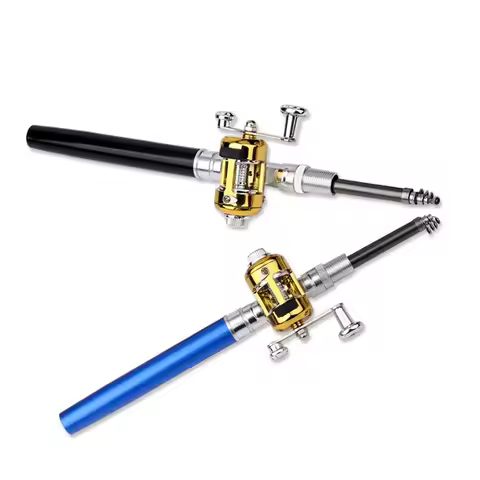 Fishing Rod Reel Combo Set Mini Telescopic Pocket Pen Fishing Rod Pole + Reel