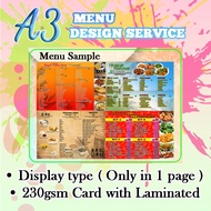 A3 Menu Design Services with Laminating DISPLAY STYLE | Cafe,Stall,Restaurant,Food & Beverages Menu 