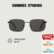 SUNNIES STUDIOS - Vito Charcoal Midnight Polarized Square Frame Sunglasses - 60333P-1-1