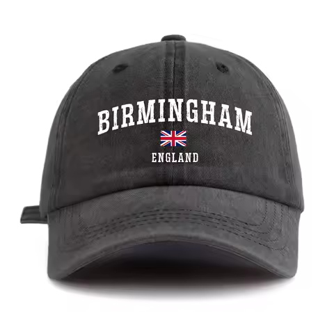 Birmingham England UK Flag Washed Vintage Baseball Cap Retro Distressed Sun Hat Unisex Travel Souven