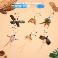 New cat teaser wand, simulated feather insect teaser wand, replacement head, net-managed cat toy, fl