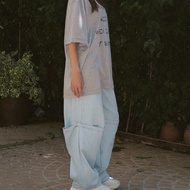 88R — Washed Boot Pants กางเกงยีนส์ฟอก เอวยางยืด มีเชือกด้านหน้า ตกแต่งกระเป๋าข้างหน้าหลังเข่า