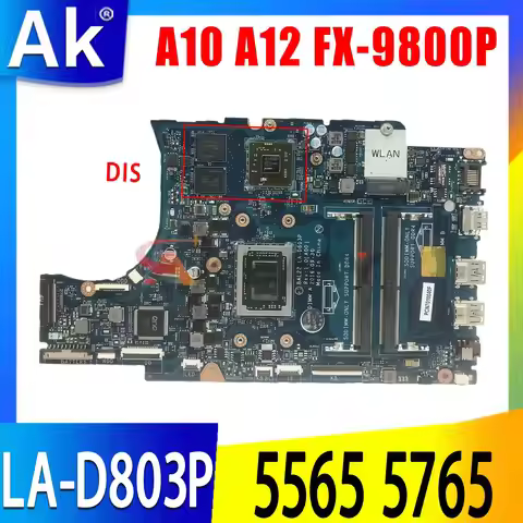 For Dell Inspiron 5565 5765 Laptop Motherboard BAL22 LA-D803P AMD A10 A12 FX-9800P DDR4 UMA/PM Noteb
