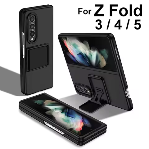 For Galaxy Z Fold 3 4 Case With Built-in Kickstand Bracket Camera Protection Anti Scratch Case Black