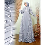 Gamis Terbaru Izdihar  Brukat Tile Mutiara Dress Pesta Kondangan Jumbo Size M L XL XXL  XXXL Gamis S