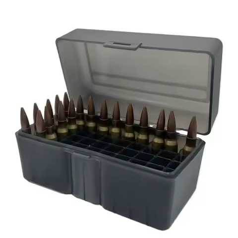 Tactical 50 Round Rifle Ammo Box Flip-Top Carrying Ammo Box for 243 .308 Win 7.62x51mm Nato 220 Swif