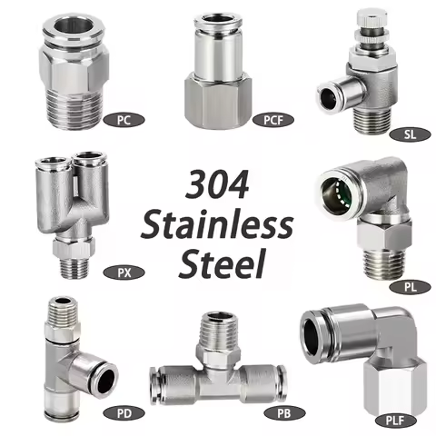 Pneumatic quick 304 connector stainless steel PC PCF PL SL quick connect 1/8 1/4 3/8 1/2 M5 BSP pipe