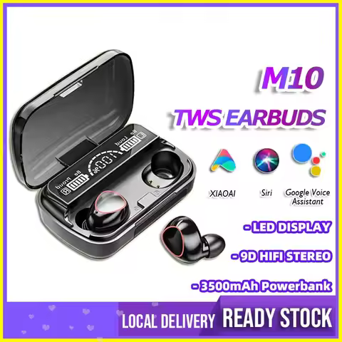 TWS M10 Wireless Bluetooth Headphones LED Display 3500mah Charging Box 9D Stereo In-Ear Sports Water
