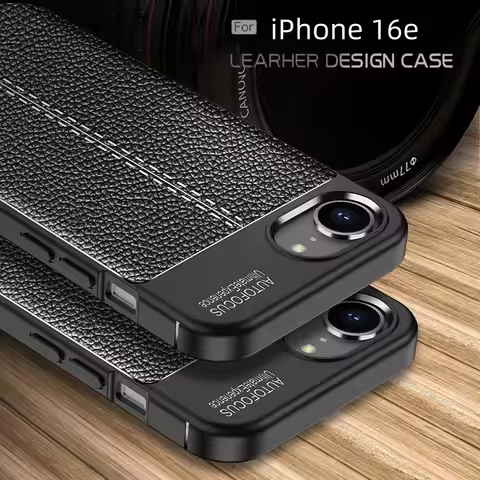 For iPhone 16e Case Cover iPhone 16e Capas Shockproof Armor Phone Back Bumper Soft TPU Leather For F