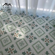 Nordic Freshness300Green patterned tiles, vintage balcony, kitchen, non-slip bathroom floor tiles, t
