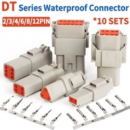 10 Sets Deutsch DT Connector DT06-2S/DT04-2P 2P 3P 4P 6P 8P 12P Waterproof Electrical Connector For 