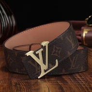 LV Metal Letters Cowskin Genuine Leather The New Leather Belt Durable Belt Ready Stock !