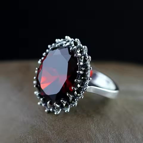 BOCAI S925 Pure Silver Ornaments Thailand Thai Silver Technology Claw with Ms Garnet Ring Woman's Si