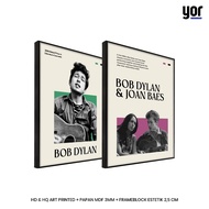 Yordecor Poster Bob Dylan and Joan Baez Frameblock - Minimalist Room Decoration