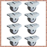 8PCS TPE Caster Wheels Duty Fixed Casters with Rigid Non-Swivel Base Ball Bearing Trolley Wheels Top