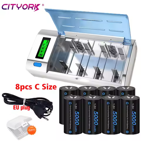 PALO 1.2V C Size Rechargeable Battery 5000mAh R14 LR14 NIMH C Battery Batteries With 9V 1.2V AA AAA