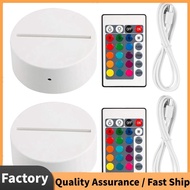 2 Pack 3D Night LED Light Lamp Base + Remote Control + USB Cable, 16 Colors Light Show Display Stand