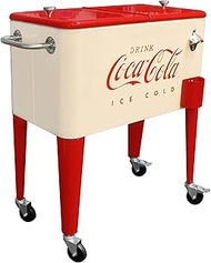 Leigh Country CP 98111 Cream and Red 60 Qt. Coca-Cola Rolling Cooler, Cream & Red