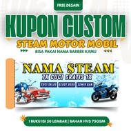 CAR MOTORCYCLE STEAM COUPON CUSTOM NAME STEAM COUPON VEHICLE WASH COUPON 1 BOOK CONTAINS 50 SHEETS