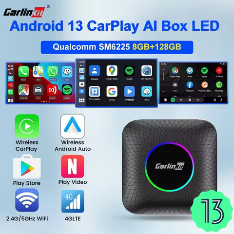 CarlinKit Android 13 Ai Box Wireless CarPlay & Android Auto For Netflix YouTube 2.4Ghz&5Ghz WiFi BLE