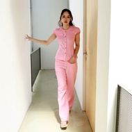 KEMEJA OFFICIAL CRUE - Gail Top in Pink & Taupe (TOP ONLY) corpcore shirt/ viral shirt/ denim shirt/