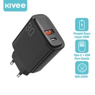 KIVEE Kepala Charger iphone Fast Charging 30W Type C USB Handphone Fast Charger Murah for ip xiaomi Samsung OPPO vivo