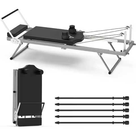 Pilates Reformer Machine Foldable 79 Home Gym Equipment for Full-Body Workout 3 Adjustable Heights 9