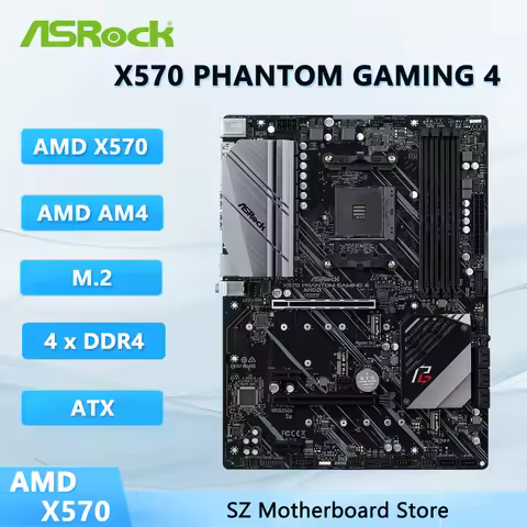ASRock X570 Phantom Gaming 4 motherboard AM4 AMD X570 DDR4 128GB Hyper M.2 ATX support Ryzen 5 5600X
