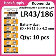 Koonenda LR43 / 186 / AG12 / 386 Alkaline Button Battery 1.5V