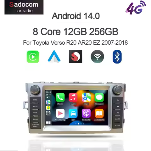 8" Wireless Carplay Android 14.0 8G+128G 8Core GPS Car Android Player Wifi multimedia For Toyota Ver