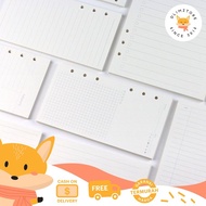 [DZ] ST313 - Loose Leaf Paper 6 Holes A5 A6 Size Refill Binder Paper 6 Rings Grid Blank Dotted Paper
