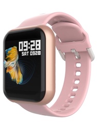 1入组男士女士粉色矽膠錶帶運動型觸屏健身追踪器帶心率監測方形智能手錶可作為禮物