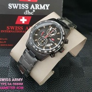 jam tangan pria swiss army 9888 stainless steel plus box original