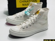 Converse Chuck Taylor All Star 70s หุ้มข้อ รองเท้าผ้าใบผู้ชาย ผู้หญิง รองเท้าผ้าใบทรงเตี้ย รองเท้าคอนเวิส - สีขาว