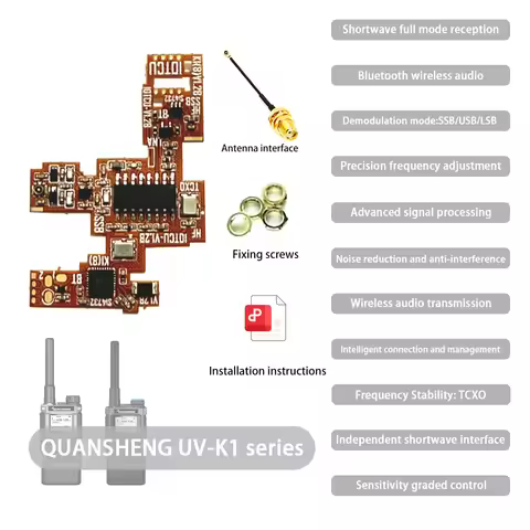 IOTCU V1.2B Bluetooth & Shortwave SSB PCB Mod Kit for Quansheng UV-K1 K18 Walkie Talkie, HF AM FM SS