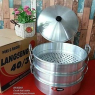 Maspion Langseng Aluminium 40 cm Susun 3 | Dandang 3 Tingkat Panci Kukus - KB