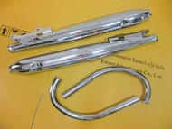 EXHAUST SET &amp; HEADER PIPE "CHROME" SET PAIR Fit For HONDA C95 C92 #ชุดท่อไอเสีย พร้อม คอท่อไอเสีย เหล็กชุบโครเมี่ยม