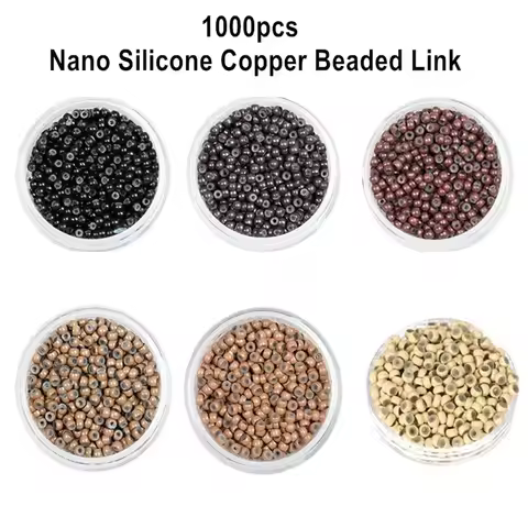 1000PCS 3mm 6D Hair Extension Beads, Copper Nano Micro Ring With Silicone Lined, Human Hair Extensio