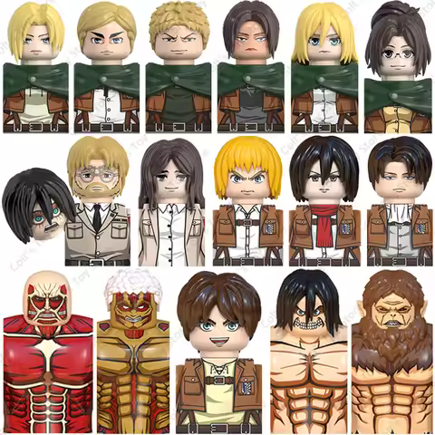 Attack On Titan Anime Building Blocks Attack On Titan Toys Mini Action Figures Eren Jaeger Mikasa·Ac