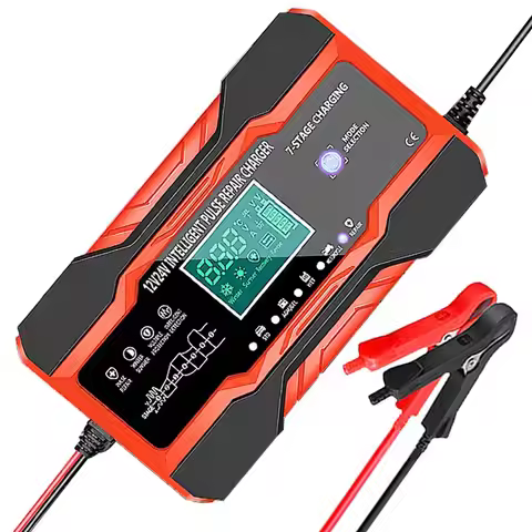 12V-24V Car Battery-Charger Full Automatic 12V 10A Digital Car Battery Charger Pulse Repair for AGM 