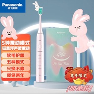 松下（Panasonic）电动牙刷 声波振动 软毛洁牙 成人男女情侣 礼盒刷头套装 EW-DC01 【兔年限定】卯兔粉
